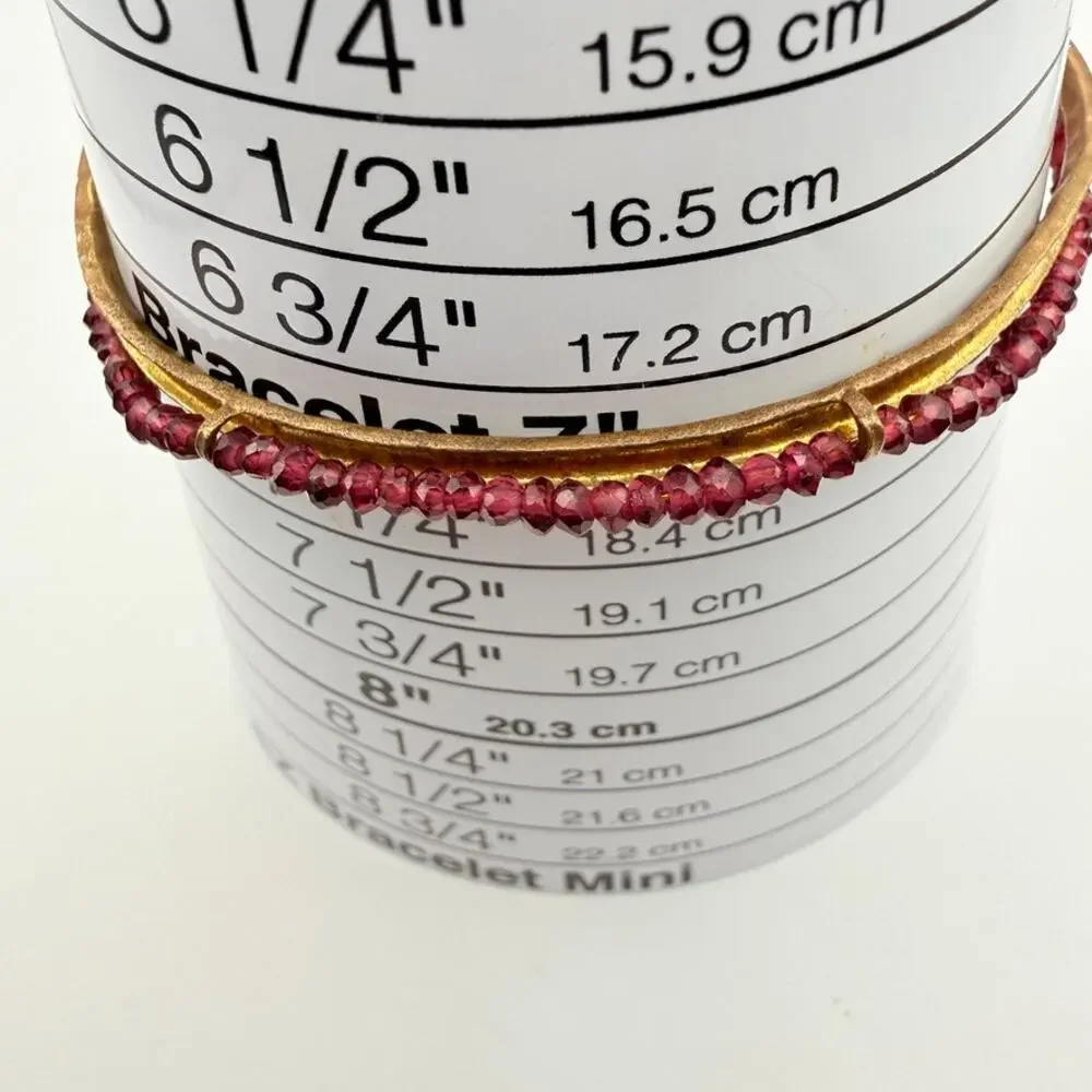 Handmade Vtg Brass Faceted Garnet Bead Cuff Bracelet Ethnic Tribal Festival Boho